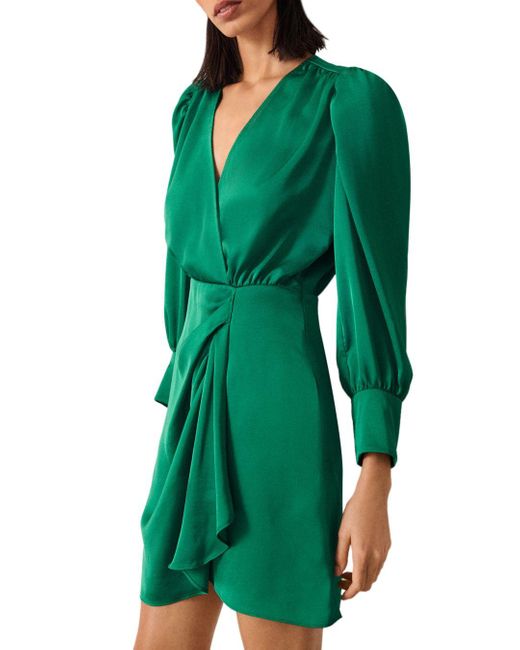 Ba&sh Synthetic Bulle Faux Wrap Mini Dress in Green | Lyst
