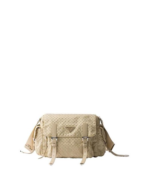 Prada Metallic Re-Nylon Shoulder Bag With Studs
