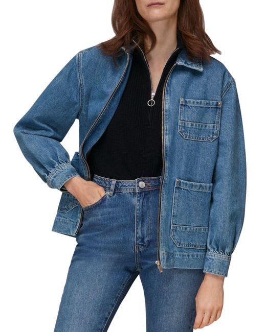 zip front denim jacket