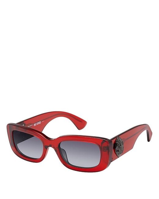 Kurt Geiger Red Rectangle Sunglasses, 52Mm