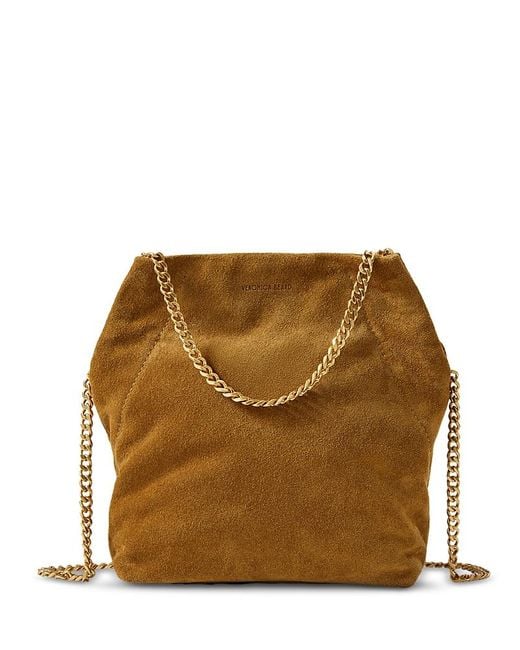 Veronica Beard Brown Small Suede Slouch Shoulder Bag