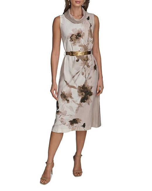 Donna Karan Natural Belted Midi Dress