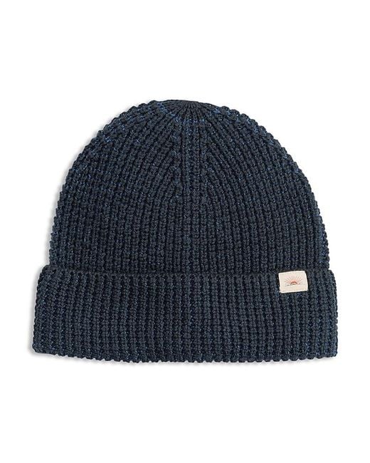 Faherty Brand Blue Winter Waffle Beanie for men