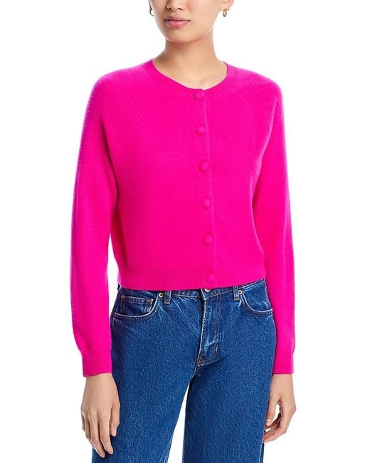 Aqua Pink Cashmere Crewneck Cardigan