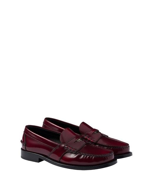 Prada Purple Brushed Leather Loafers