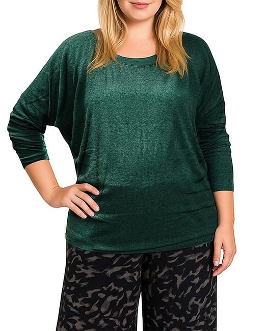 Standards & Practices Green Batwing Sleeve Top
