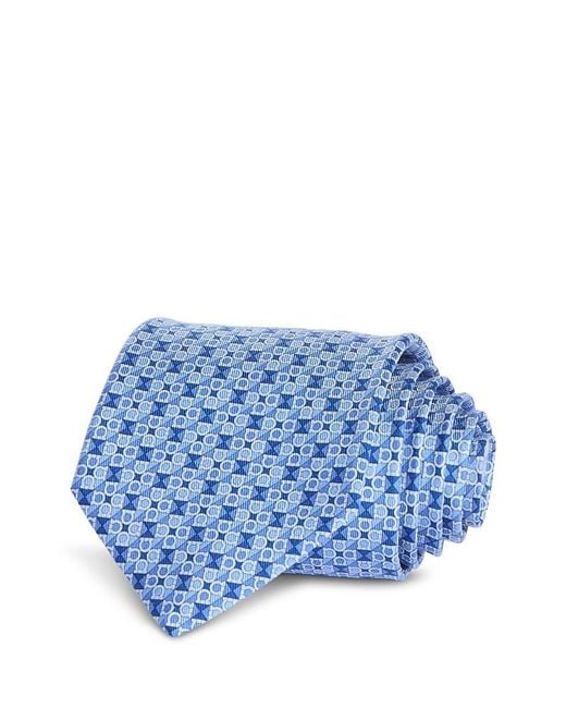 Ferragamo Blue Silk Classic Gancini Grid Pattern for men
