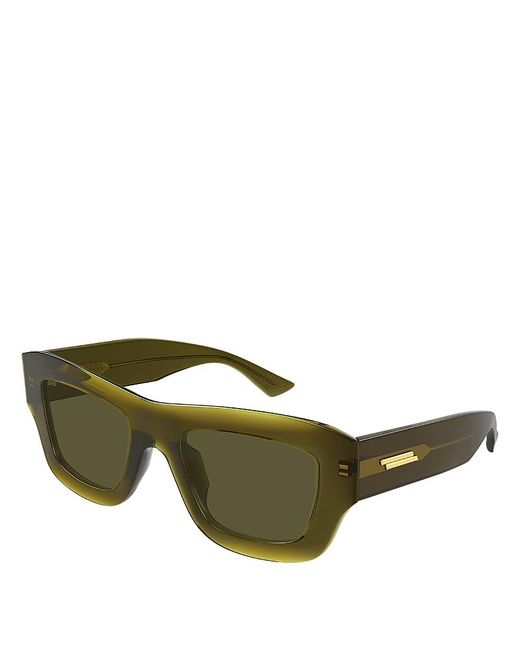 Bottega Veneta Green Rectangular Sunglasses, 50Mm