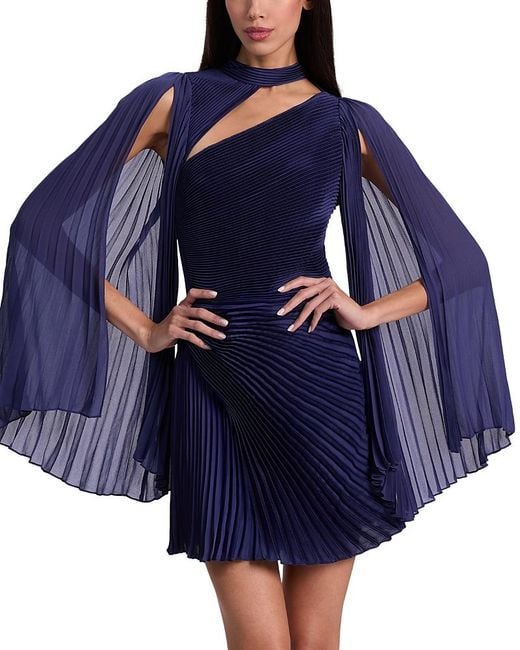 Alice + Olivia Women's Blue Aurelie Pleated Mini Dress