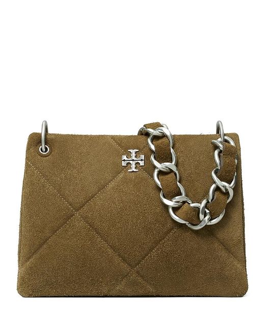 Tory Burch Natural Kira Suede Diamond Quilted Hobo Bag