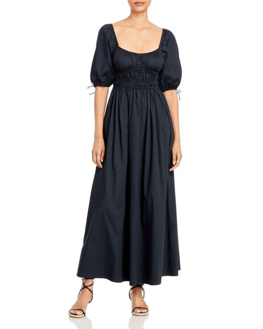 STAUD Cotton Faye Puff Sleeve Maxi Dress in Black | Lyst Canada