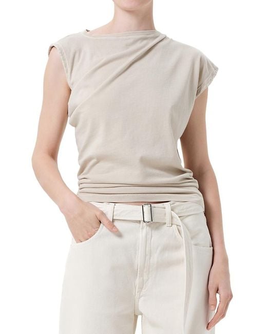 Agolde White Beth Asymmetric Tee