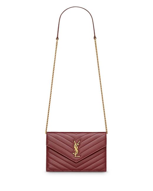 Saint Laurent Red Cassandre Envelope Chain Wallet