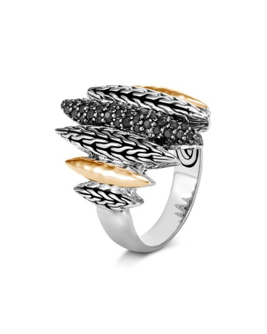 John Hardy Metallic Classic Chain Hammered Two-tone Spear Statement Ring