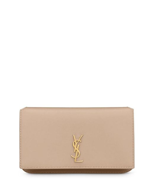 Saint Laurent Natural Cassandre Phone Holder With Strap