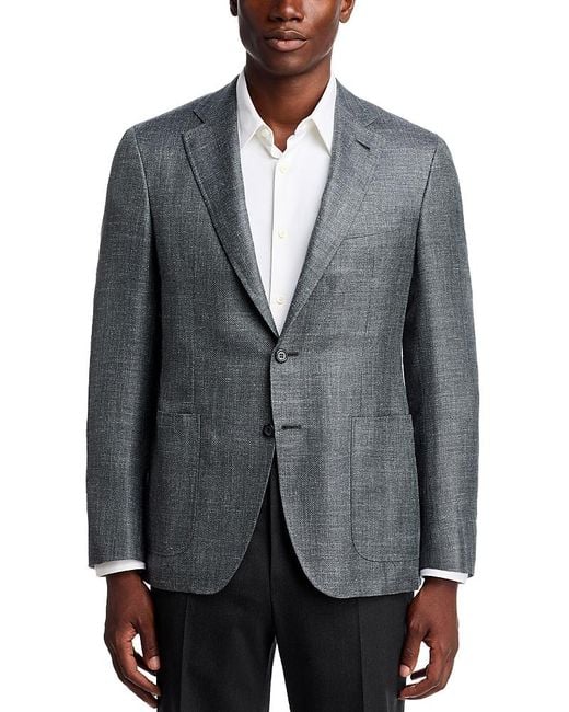 Canali Gray Kei Wool, Silk & Linen Twill Sportcoat for men