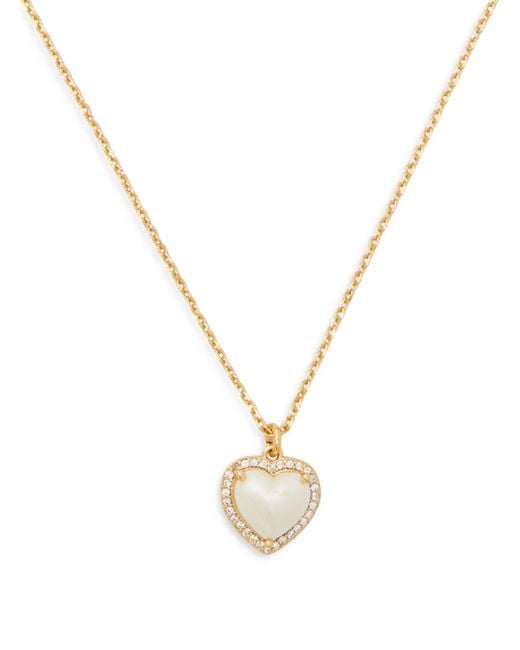 Kate Spade My Love Pavé Heart Pendant Necklace in Metallic | Lyst