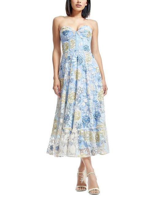 Dress the Population Carina Embellished Midi Dress in Blue Lyst