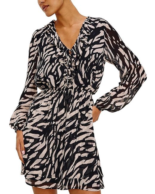 Rails Women's Black Lucresia Ruffled Tie Neck Dress