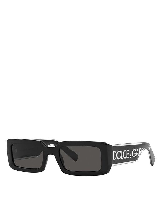 Dolce & Gabbana Gray Rectangle Sunglasses, 53Mm
