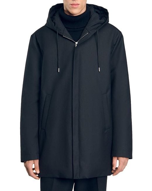 Sandro Blue Minimalist Tech Parka for men