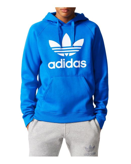 adidas Cotton Trefoil Hoodie in Blue for Men - Lyst