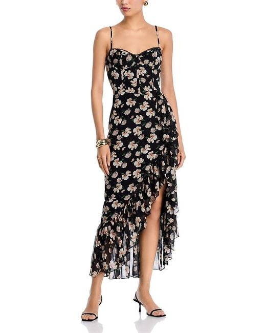 Astr Black Brisbane Floral High/Low Dress