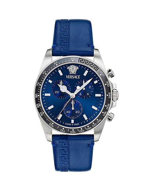 Versace Blue Greca Chrono Wave Chronograph Watch, 43Mm for men