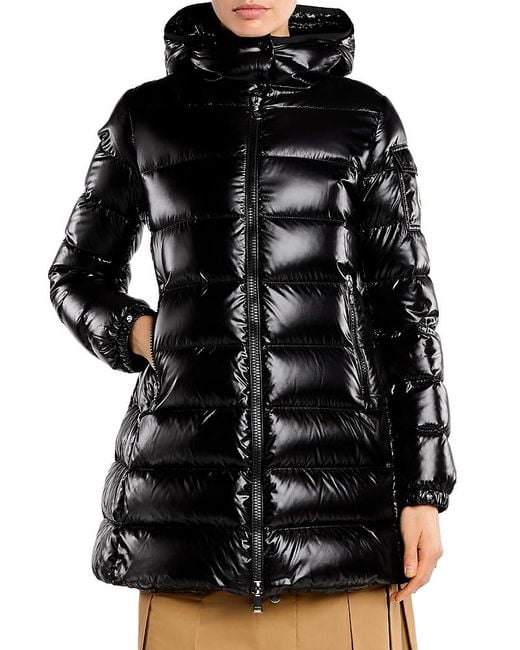 Moncler Black Courcelles Hooded Mid Length Down Jacket