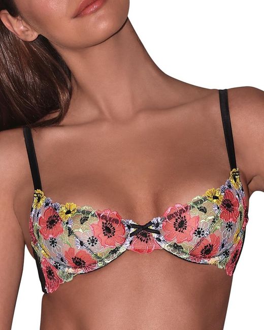 Fleur du Mal Brown Azalea Embroidered Bra