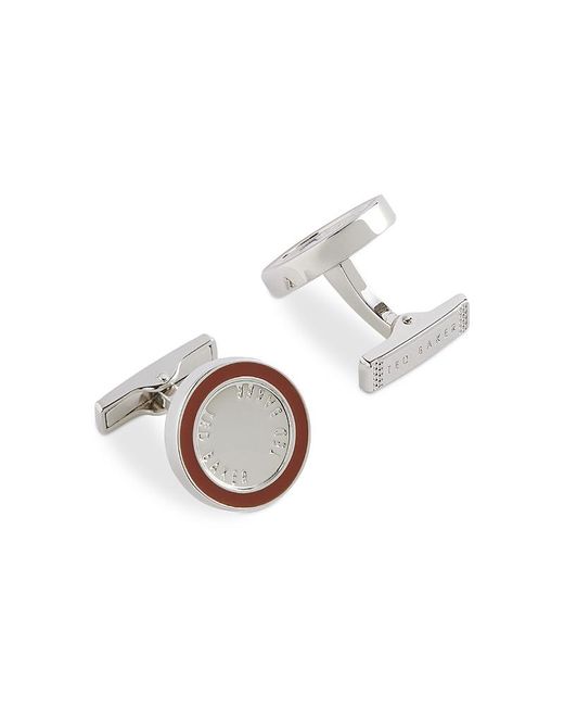Ted Baker Men's White Raylan Round Branded Cufflinks