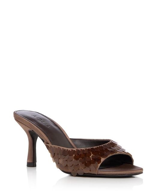 Aqua Brown Shely Sequin Mules