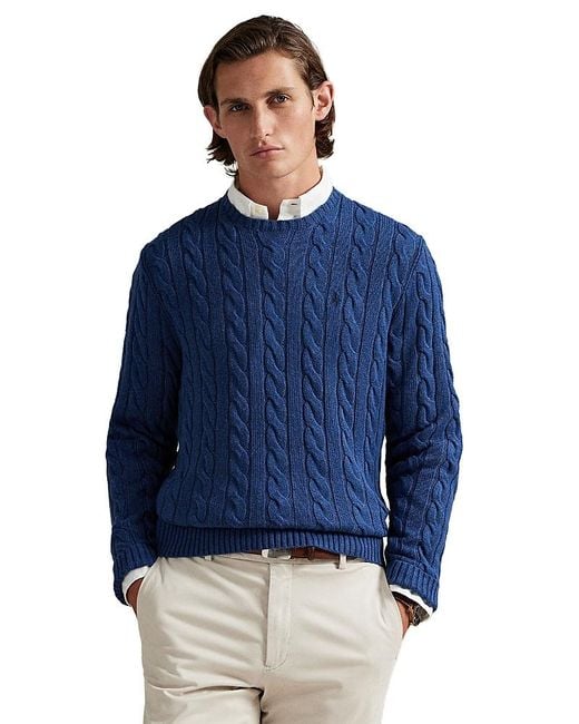Polo Ralph Lauren Blue Cable Knit Cotton Sweater for men