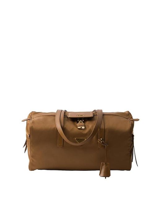 Prada Brown Large Re-Nylon Top-Handle Bag With Padlock