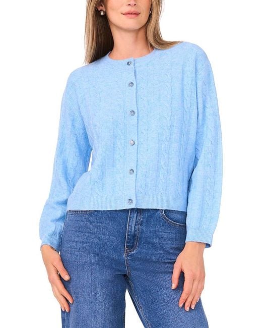 1.STATE Blue Cable Knit Cardigan