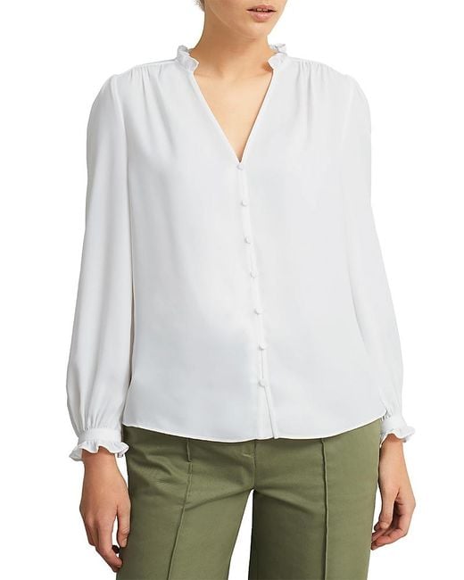 Hobbs White Rosalie Blouse