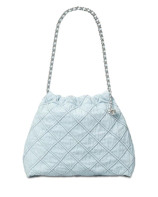 Tory Burch Blue Fleming Denim Hobo Bag