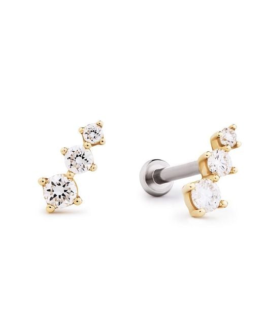 Ana Luisa Metallic Solid Lab-Grown Diamond Crawler Flatback Studs