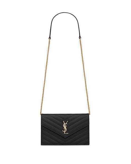 Saint Laurent White Cassandre Envelope Chain Wallet