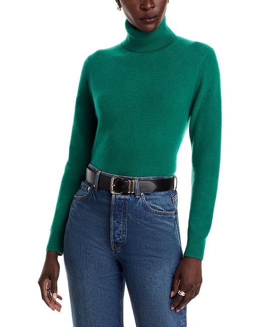 C by Bloomingdale's Cashmere Women's Green Turtleneck Sweater