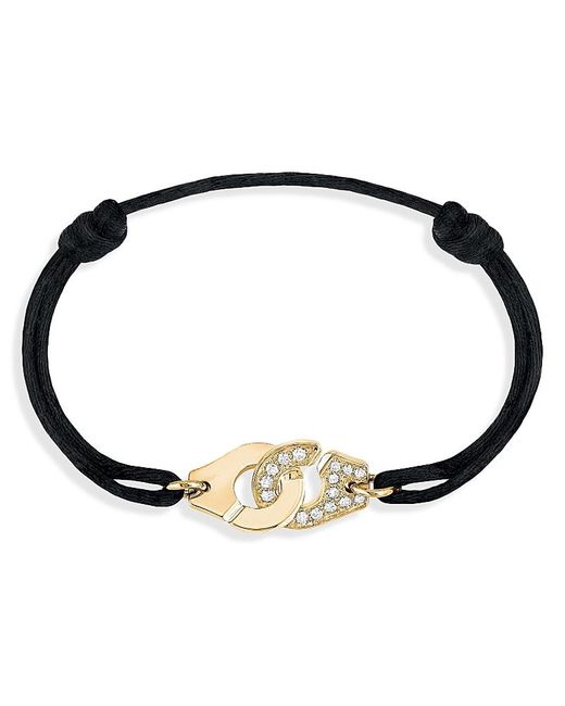 Dinh Van Black 18K Menottes R12 Diamond Intertwined Handcuff Charm Adjustable Cord Bracelet