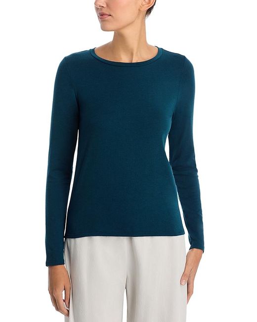 Eileen Fisher Blue Slim Fit Long Sleeve Tee