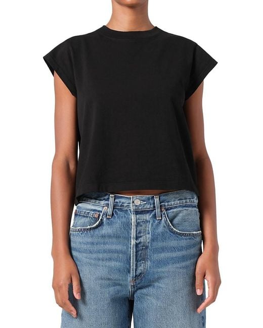 Agolde Black Bryce Cap Sleeve Tee