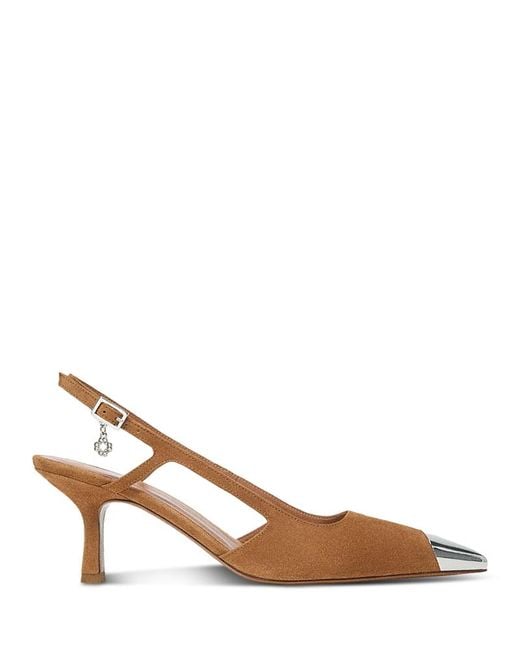 Maje Brown Metallic Toe Suede Pumps
