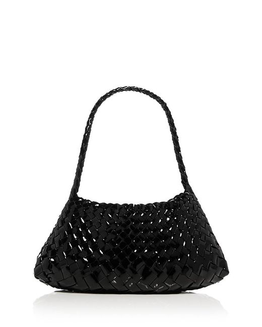 Dragon Diffusion Rosanna Woven Patent Leather Shoulder Bag in Black | Lyst