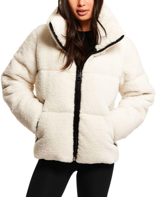 Sam. Sophia Zip Sherpa Jacket in Natural | Lyst