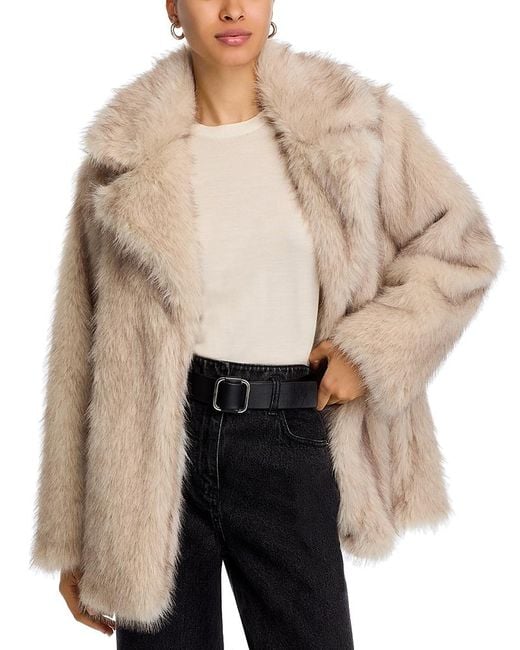 Steve Madden Natural Kindra Faux Fur Big Collar Coat