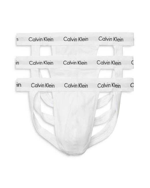Calvin Klein Cotton Stretch Jock Straps in White for Men Lyst Canada