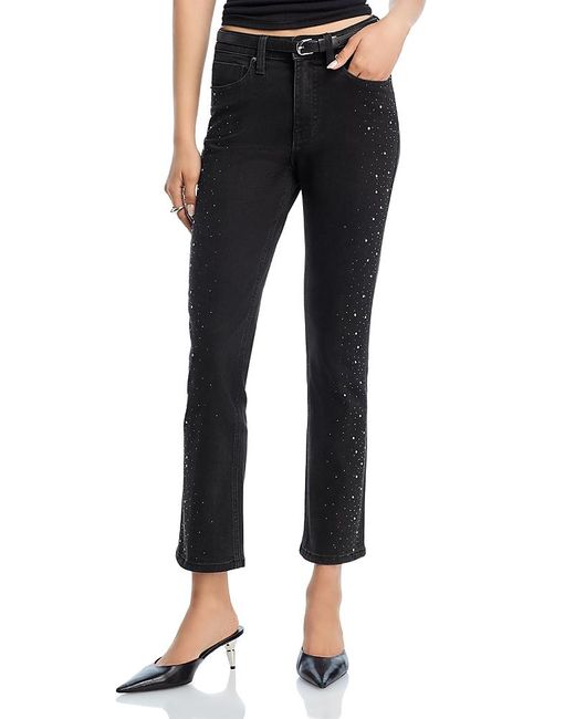 Aqua Black Rhinestone High Rise Ankle Skinny Jeans