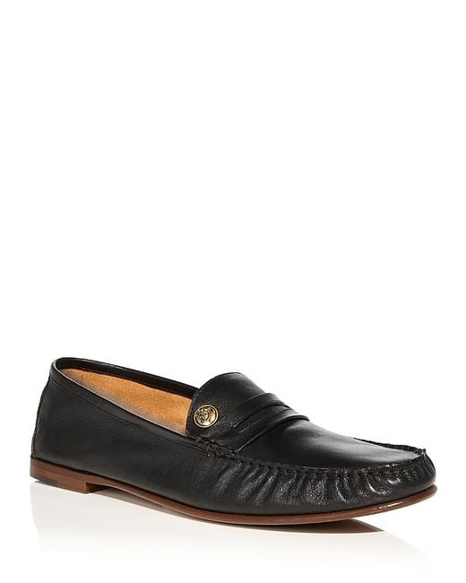 Versace Black Leather Loafers for men
